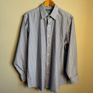 Hunt Club Mens Vintage Striped Button Up Shirt Long‎ Sleeve Size 16.5 Classic